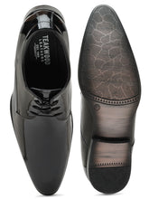 Load image into Gallery viewer, Men Black Solid Genuine Leather Formal Derby Shoes