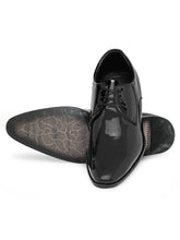 Load image into Gallery viewer, Men Black Solid Genuine Leather Formal Derby Shoes