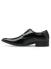 Load image into Gallery viewer, Men Black Solid Genuine Leather Formal Derby Shoes