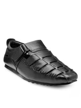 Load image into Gallery viewer, Teakwood Leather Men's Black Slipper & Sandals Footwear