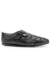 Load image into Gallery viewer, Teakwood Leather Men's Black Slipper & Sandals Footwear