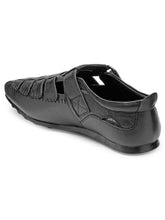 Load image into Gallery viewer, Teakwood Leather Men's Black Slipper & Sandals Footwear