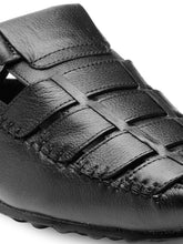 Load image into Gallery viewer, Teakwood Leather Men's Black Slipper & Sandals Footwear
