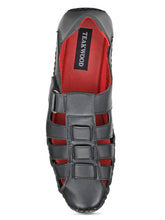 Load image into Gallery viewer, Teakwood Leather Men's Black Slipper & Sandals Footwear