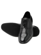 Load image into Gallery viewer, Teakwood Leather Men's Black Oxford/Brogue Shoes