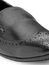 Load image into Gallery viewer, Teakwood Leather Men's Black Slip-ons Shoes