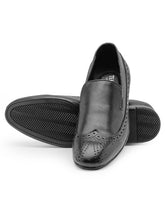 Load image into Gallery viewer, Teakwood Leather Men's Black Slip-ons Shoes
