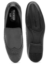Load image into Gallery viewer, Teakwood Leather Men's Black Slip-ons Shoes