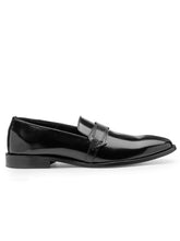 Load image into Gallery viewer, Teakwood Leather Men's Black Slip-ons Shoes