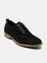 Load image into Gallery viewer, Men Brown Solid Black Suede Lace up Shoes