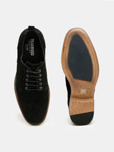 Load image into Gallery viewer, Men Brown Solid Black Suede Lace up Shoes