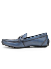 Load image into Gallery viewer, Teakwood Leather Men's Navy Blue Slip-ons Shoes