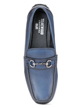 Load image into Gallery viewer, Teakwood Leather Men's Navy Blue Slip-ons Shoes