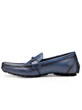Load image into Gallery viewer, Teakwood Leather Men's Navy Blue Slip-ons Shoes