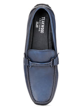 Load image into Gallery viewer, Teakwood Leather Men's Navy Blue Slip-ons Shoes