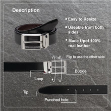 Load image into Gallery viewer, Teakwood Men Genuine Leather Black & Brown Solid Reversible Belt