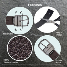 Load image into Gallery viewer, Men Black & Brown Reversible Genuine Leather Belt