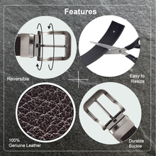 Load image into Gallery viewer, Men Black & Brown Solid Reversible Leather Belt