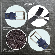 Load image into Gallery viewer, Teakwood Men Genuine Leather Blue Solid Casual Belt
