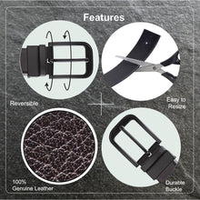 Load image into Gallery viewer, Teakwood Men Genuine Leather Black & Blue Solid Reversible Belt