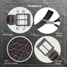 Load image into Gallery viewer, Teakwood Men Genuine Leather Black & Brown Solid Reversible Belt