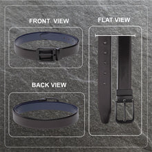 Load image into Gallery viewer, Teakwood Men Genuine Leather Black & Blue Solid Reversible Belt
