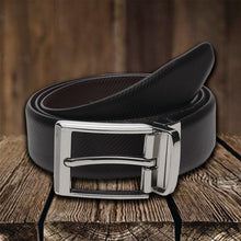 Load image into Gallery viewer, Men Black & Brown Reversible Genuine Leather Belt