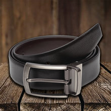 Load image into Gallery viewer, Teakwood Men Genuine Leather Black & Brown Solid Reversible Belt