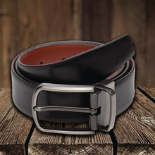 Load image into Gallery viewer, Teakwood Men Genuine Leather Black & Tan Solid Reversible Belt