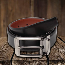 Load image into Gallery viewer, Teakwood Men Genuine Leather Black & Brown Solid Reversible Belt