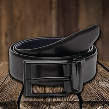 Load image into Gallery viewer, Teakwood Men Genuine Leather Black & Blue Solid Reversible Belt