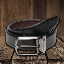 Load image into Gallery viewer, Teakwood Men Genuine Leather Black & Brown Solid Reversible Belt