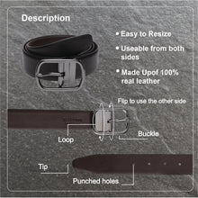 Load image into Gallery viewer, Men Black & Brown Reversible Genuine Leather Belt