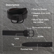 Load image into Gallery viewer, Men Black & Brown Reversible Genuine Leather Belt