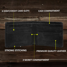 Load image into Gallery viewer, Teakwood Men Genuine Leather Black Bi fold wallets