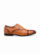 Load image into Gallery viewer, Teakwood Men Genuine Leather Formal Solid Tan Derby Shoes