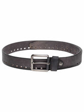 Load image into Gallery viewer, Teakwood Genuine Leather Black Solid Belt with Cut-Outs