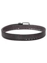 Load image into Gallery viewer, Teakwood Genuine Leather Black Solid Belt with Cut-Outs