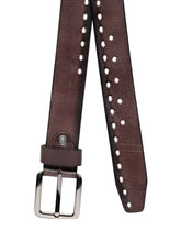 Load image into Gallery viewer, Teakwood Genuine Leather Brown Solid Belt with Cut-Outs