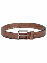 Load image into Gallery viewer, Teakwood Genuine Leather Tan Solid Belt with Cut-Outs- Clearance sale