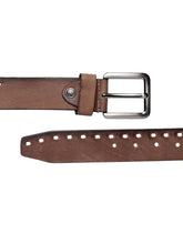 Load image into Gallery viewer, Teakwood Genuine Leather Tan Solid Belt with Cut-Outs- Clearance sale