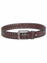 Load image into Gallery viewer, Men Black Solid Brown Belt with Cut-Outs