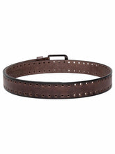 Load image into Gallery viewer, Men Black Solid Brown Belt with Cut-Outs