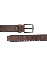 Load image into Gallery viewer, Men Black Solid Brown Belt with Cut-Outs
