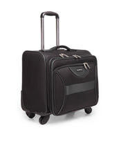 Load image into Gallery viewer, Teakwood Polyster Black Soft Sided Overnighter Trolley Bag