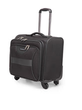 Load image into Gallery viewer, Teakwood Polyster Black Soft Sided Overnighter Trolley Bag