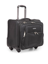 Load image into Gallery viewer, Teakwood Polyster Black Soft Sided Overnighter Trolley Bag