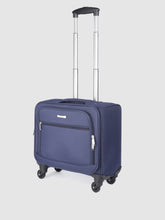 Load image into Gallery viewer, Unisex Navy Blue Solid Overnighter Trolley Bag