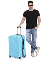 Load image into Gallery viewer, Teakwood Leathers Blue Textured Hard-Sided Large Trolley Suitcase