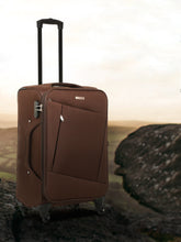 Load image into Gallery viewer, Unisex Brown Solid Soft Sided Cabin Size Trolley Bag